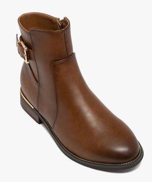 Bottines femme à zip avec semelle à liseré doré bout amande vue6 - GEMO (CASUAL) - GEMO
