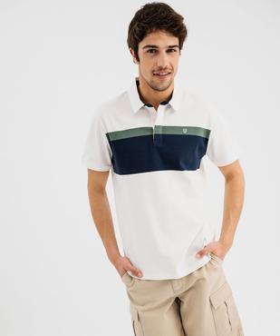 Polo manches courtes à bandes colorées homme vue1 - GEMO (HOMME) - GEMO
