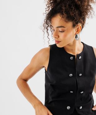 Top court uni col rond femme vue2 - GEMO(FEMME PAP) - GEMO