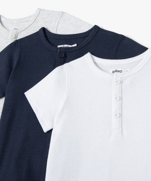 Tee-shirt bébé garçon col tunisien en maille côtelée (lot de 3) vue2 - GEMO(BEBE DEBT) - GEMO
