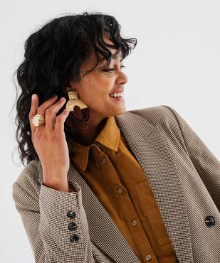 Veste blazer à motif pied-de-poule femme - LuluCastagnette vue2 - LULUCASTAGNETTE - GEMO