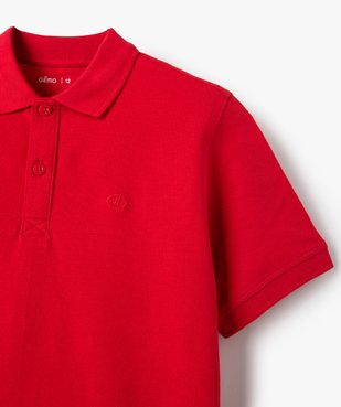 Polo à manches courtes uni en maille piquée garçon vue3 - GEMO (JUNIOR) - GEMO