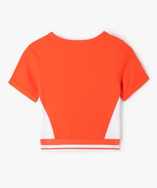 Tee-shirt fille bicolore court à manches courtes vue4 - GEMO (JUNIOR) - GEMO