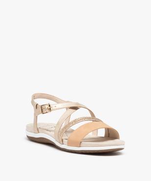Sandales femme plates à brides brillantes et semelle bicolore vue2 - GEMO (CASUAL) - GEMO