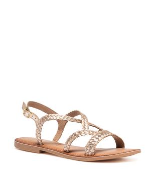 Sandales femme plates à brides tressées en cuir - Tanéo vue2 - TANEO - GEMO