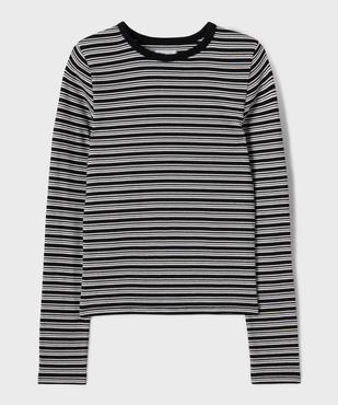 Tee-shirt manches courtes rayé en jersey extensible fille vue1 - GEMO 4G FILLE - GEMO