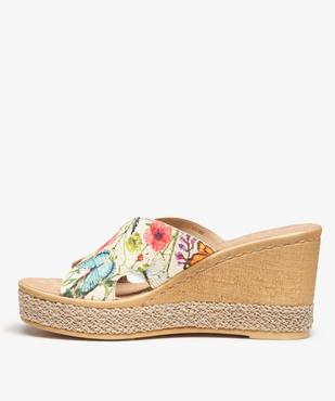 Mules femme à talon compensé dessus cuir imprimé - Tanéo vue3 - TANEO - GEMO