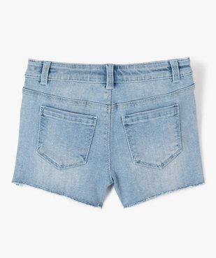 Short en jean fille à fleurs brodés et bord-franc vue3 - GEMO (ENFANT) - GEMO