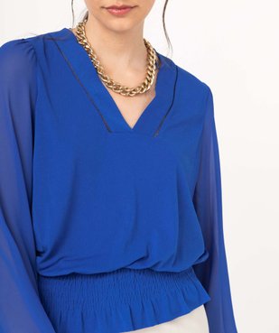 Tee-shirt fluide à manches longues en voile femme vue5 - GEMO(FEMME PAP) - GEMO