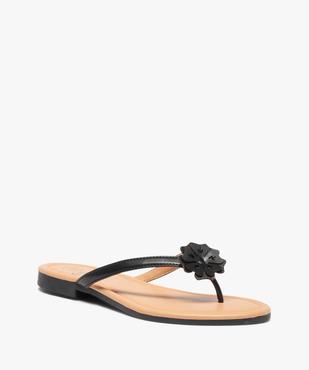 Tongs femme à petit talon plat et fleur sur l’entre-doigts vue2 - GEMO (CASUAL) - GEMO