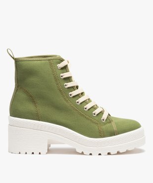 Tennis femme mid-cut en toile unie à talon et semelle crantée vue1 - GEMO (SPORTSWR) - GEMO