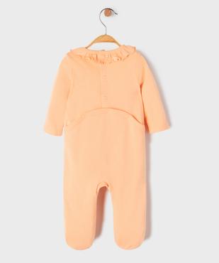 Pyjama dors bien en jersey à col volanté et pont-dos pressionné bébé vue3 - GEMO 4G BEBE - GEMO