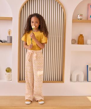 Pantalon large en toile fleurie légère à taille élastique fille - LuluCastagnette vue6 - LULU CASTAGNETTE GEMO FOR GOOD - GEMO