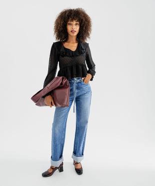 Chemise en voile à motifs plumetis coupe courte femme vue3 - GEMO(FEMME PAP) - GEMO