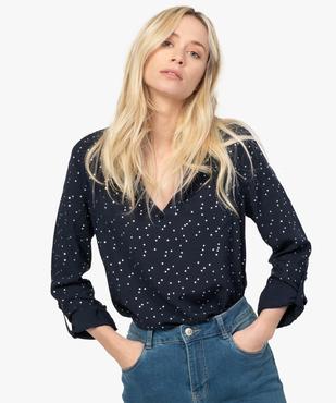 Blouse femme fluide à motifs et col v à boutons vue1 - GEMO(FEMME PAP) - GEMO