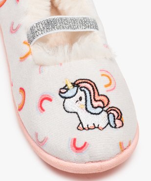 Chaussons fille ballerines en velours brodées licorne vue6 - GEMO (ENFANT) - GEMO