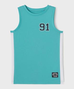 Débardeur de sport avec bandes contrastantes et inscription dos garçon vue1 - GEMO (ENFANT) - GEMO