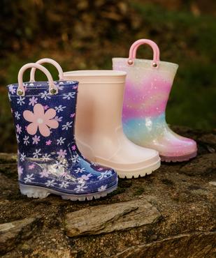 Bottes de pluie bébé fille à anses et semelle lumineuse motif fleuri vue13 - LITTLE LOVE - GEMO