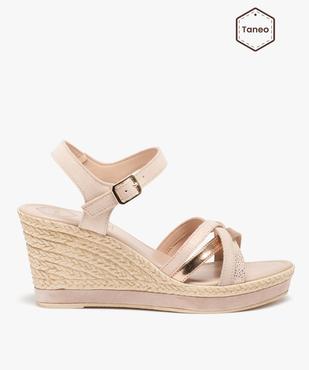 Sandales femme compensés et fines brides en cuir - Taneo vue1 - TANEO - GEMO