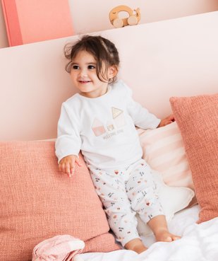 Pyjama en velours 2 pièces à motifs maisons bébé fille vue4 - GEMO(BB COUCHE) - GEMO