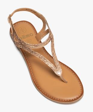 Sandales femme à talon plat et entre-doigts à strass vue5 - GEMO (CASUAL) - GEMO