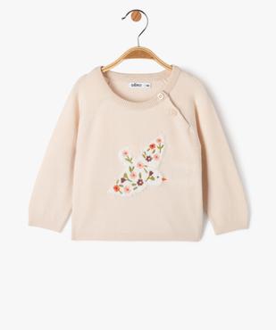 Pull en maille fine à motif brodé et peluche bébé fille vue1 - GEMO(BEBE DEBT) - GEMO