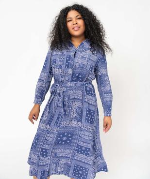 Robe femme grande taille coupe chemise motif cachemire vue1 - GEMO (G TAILLE) - GEMO