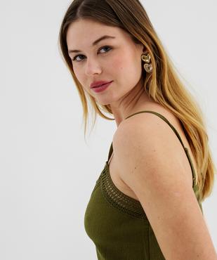 Débardeur à fines bretelles en maille texturée et broderies femme vue2 - GEMO 4G FEMME - GEMO