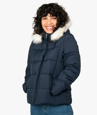 Doudoune femme à capuche duveteuse vue1 - GEMO(FEMME PAP) - GEMO