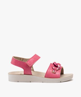 Sandales fille unies à paillettes avec chaîne fantaisie irisée et à scratch vue1 - GEMO (ENFANT) - GEMO