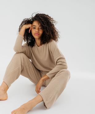 Tee-shirt de pyjama à manches longues chauve-souris en maille côtelée femme vue1 - GEMO 4G FEMME - GEMO