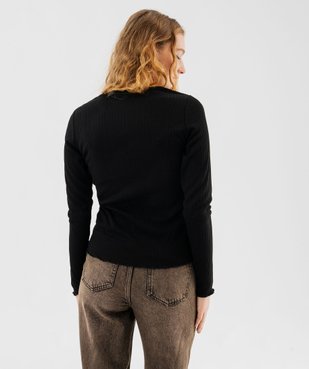 Tee-shirt manches longues en maille côtelée extensible femme vue3 - GEMO(FEMME PAP) - GEMO