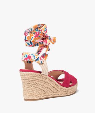 Sandales femme compensées en suédine et bride foulard vue5 - GEMO(URBAIN) - GEMO