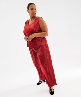 Tee-shirt sans manches en maille fluide et plissée femme grande taille vue4 - GEMO (G TAILLE) - GEMO