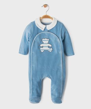 Pyjama en velours ouverture devant bébé garçon - LuluCastagnette vue1 - LULU CASTAGNETTE GEMO FOR GOOD - GEMO
