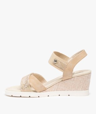 Sandales femme compensées à bride élastique vue3 - GEMO(URBAIN) - GEMO