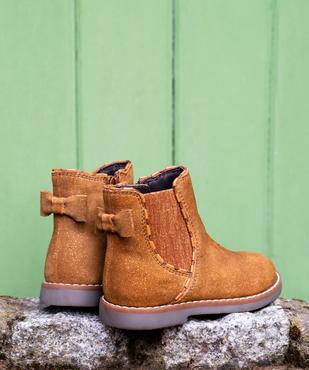 Chelsea boots pailletées en cuir suédé fille - Tanéo vue1 - TANEO - GEMO