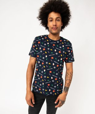 Tee-shirt manches courtes imprimé mini motifs Noël homme vue2 - GEMO (HOMME) - GEMO