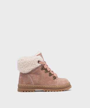 Boots bébé fille fourrées à col sherpa et dessus en cuir suédé - NA! vue9 - NA! - GEMO