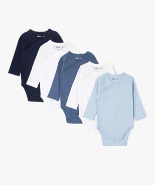 Bodies à manches longues unis bébé fermeture croisée (lot de 5) vue1 - GEMO 4G BEBE - GEMO