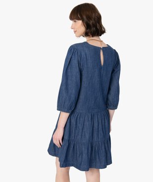 Robe femme en jean à manches longues vue3 - GEMO(FEMME PAP) - GEMO