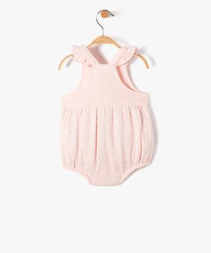 Combishort bébé à bretelles forme barboteuse en dentelle anglaise vue3 - GEMO(BB COUCHE) - GEMO