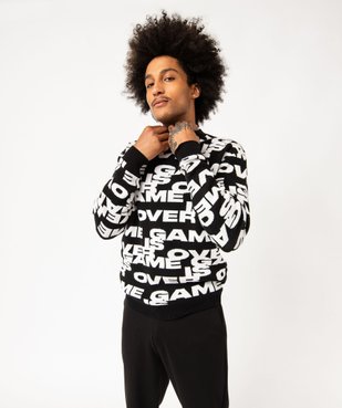 Pull jacquard avec inscriptions all over homme vue1 - GEMO (HOMME) - GEMO