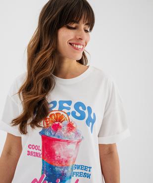 Tee-shirt manches courtes en jersey de coton imprimé femme vue3 - GEMO(FEMME PAP) - GEMO
