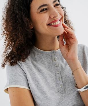 Tee-shirt manches courtes et col rond boutonné femme vue2 - GEMO 4G FEMME - GEMO