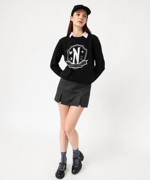 Sweat avec col chemise et motif pailleté femme - Wednesday vue5 - WEDNESDAY - GEMO