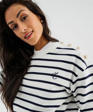 Sweat marin à épaule boutonnée femme - LuluCastagnette vue2 - LULU CASTAGNETTE GEMO FOR GOOD - GEMO