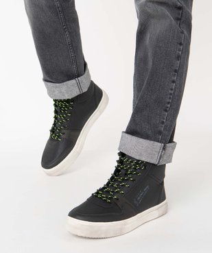 Baskets homme unies semi-montantes à lacets vue1 - GEMO (SPORTSWR) - GEMO