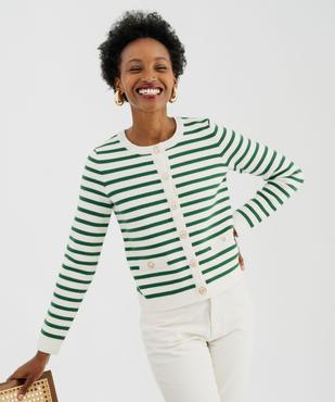 Gilet rayé en maille viscose douce et épaisse femme vue1 - GEMO(FEMME PAP) - GEMO