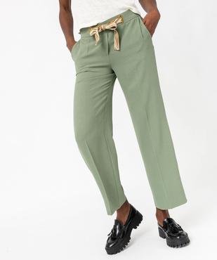 Pantalon fluide coupe large avec ceinture à nouer femme vue1 - GEMO(FEMME PAP) - GEMO